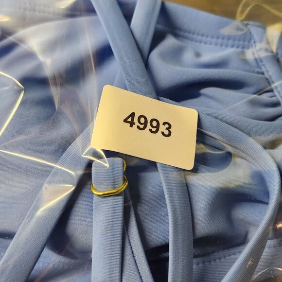 NWT Shade & Shore Bikini Top Size 34D Removable Pads One Shoulder Blue Adj Strap - Picture 13 of 13